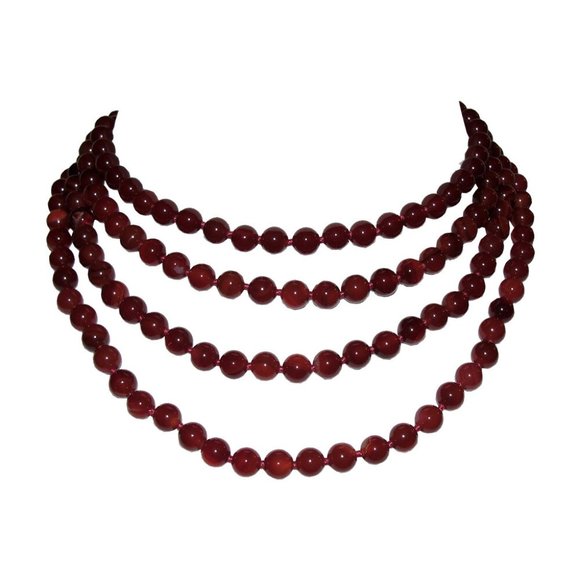 Carnelian Beaded Flapper Rope Necklace Alberto Jua